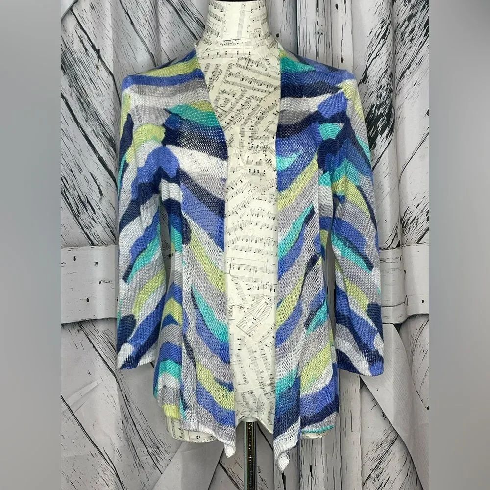 NIC+ZOE Open Knit Linen Hand Painted Cardigan PM